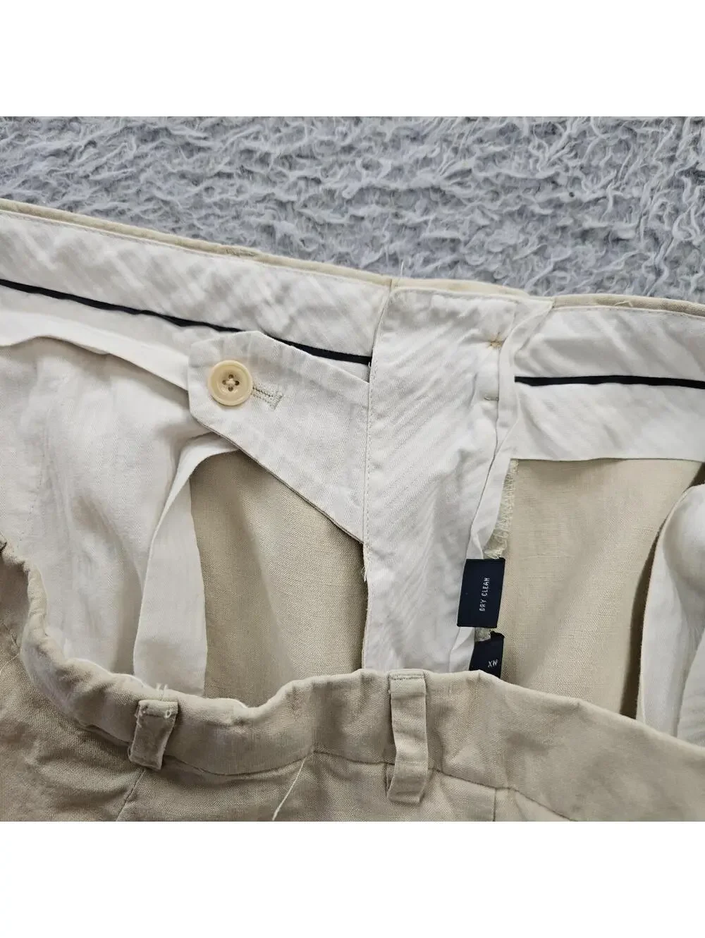 POLO Ralph Lauren Vintage Chino Pants Men 36 (Fits 33-34x30) Linen Silk Beige *